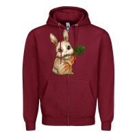 Burgundy eastrt bunny carrot Zipper Hoodie - RanaPortraitStore