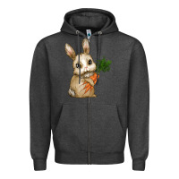Charcoal Heather eastrt bunny carrot Zipper Hoodie - RanaPortraitStore