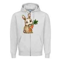 Dove Grey eastrt bunny carrot Zipper Hoodie - RanaPortraitStore
