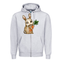 Heather Grey eastrt bunny carrot Zipper Hoodie - RanaPortraitStore