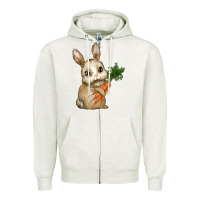 Oatmeal Heather eastrt bunny carrot Zipper Hoodie - RanaPortraitStore