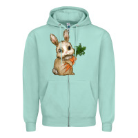 Seafoam eastrt bunny carrot Zipper Hoodie - RanaPortraitStore
