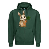 Sports Green eastrt bunny carrot Zipper Hoodie - RanaPortraitStore