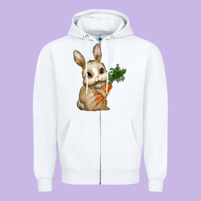 Eastrt Bunny Carrot Zipper Hoodie Designed By Ranaportraitstore