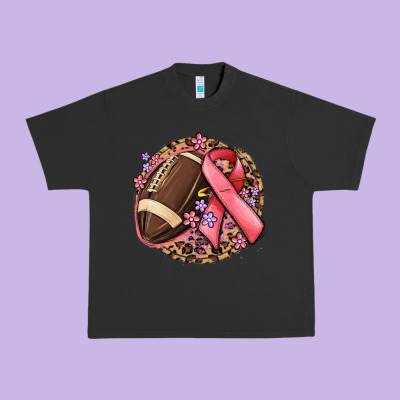 Breast Cancer Ribbon And American Football Urban Heavy Tee Designed By Maliassmallbusiness