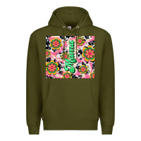Army Green mama with hippie daisies Premium Hoodie - TumblerDesignByShophia