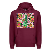 Burgundy mama with hippie daisies Premium Hoodie - TumblerDesignByShophia