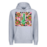 Heather Grey mama with hippie daisies Premium Hoodie - TumblerDesignByShophia