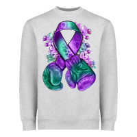 Purple And Green Anal Cancer With Boxing Gloves Na Heavyweight Sweatshirt | Teevron