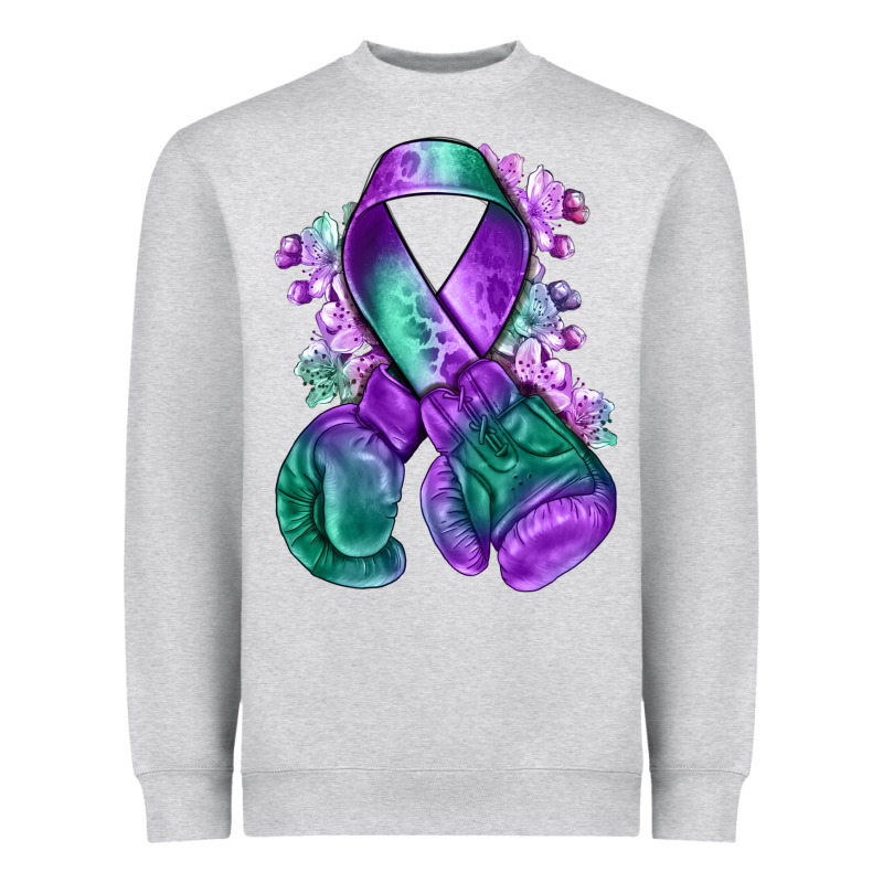 Purple And Green Anal Cancer With Boxing Gloves Na Heavyweight Sweatshirt by NancyCooperArtShop | Teevron