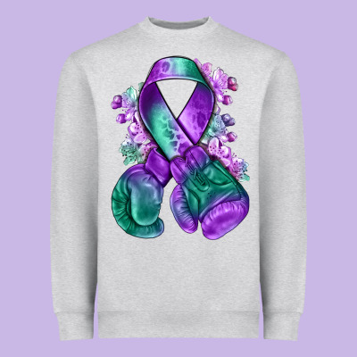 Purple And Green Anal Cancer With Boxing Gloves Na Heavyweight Sweatshirt Designed By Nancycooperartshop