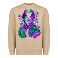 Mushroom purple and green anal cancer with boxing gloves na Heavyweight Sweatshirt - NancyCooperArtShop