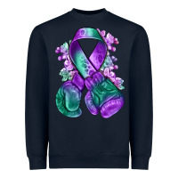 Navy purple and green anal cancer with boxing gloves na Heavyweight Sweatshirt - NancyCooperArtShop