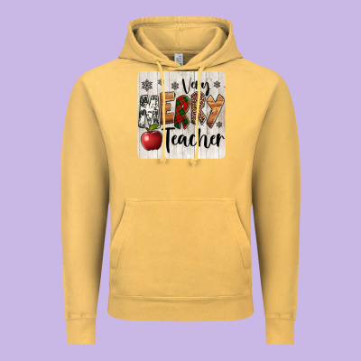 Very Merry Teacher Christmas Coaster Vintage Hoodie Designed By Jasminsmagicworld
