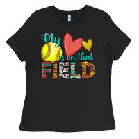 Black my heart is on that field softball Ladies Tee - HRA Design Shop