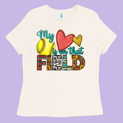 My Heart Is On That Field Softball Ladies Tee Designed By Hra Design Shop