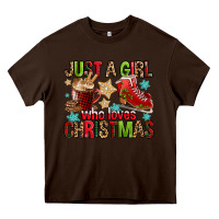 Chocolate Brown just a girl who loves christmas Heavy Core Tee - FaDigitalArtStudio