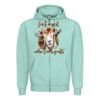 Seafoam Just a Girl Who Loves Goat Zipper Hoodie - Bettercallsaul