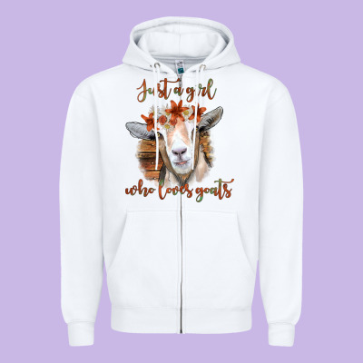 Just A Girl Who Loves Goat Zipper Hoodie Designed By Bettercallsaul