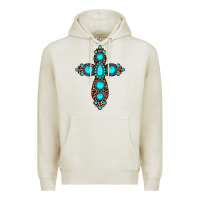 Oatmeal Heather gemstone leopard cross Premium Hoodie - JahusDesignShop