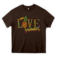 Chocolate Brown love summer pinapple Heavy Core Tee - CowhideDigitalArt