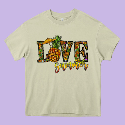 Love Summer Pinapple Heavy Core Tee Designed By Cowhidedigitalart