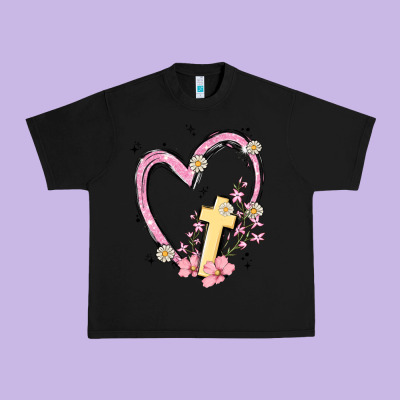 Heart Cross Urban Heavy Tee Designed By Maliassmallbusiness