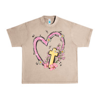 French Oak heart cross Urban Heavy Tee - MaliasSmallBusiness
