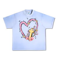 Grape Ice heart cross Urban Heavy Tee - MaliasSmallBusiness