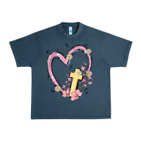 Midnight Navy heart cross Urban Heavy Tee - MaliasSmallBusiness