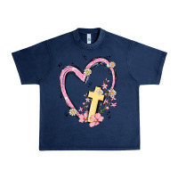 Navy heart cross Urban Heavy Tee - MaliasSmallBusiness