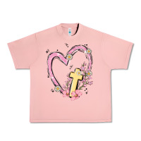 Salmon heart cross Urban Heavy Tee - MaliasSmallBusiness