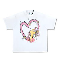 White heart cross Urban Heavy Tee - MaliasSmallBusiness