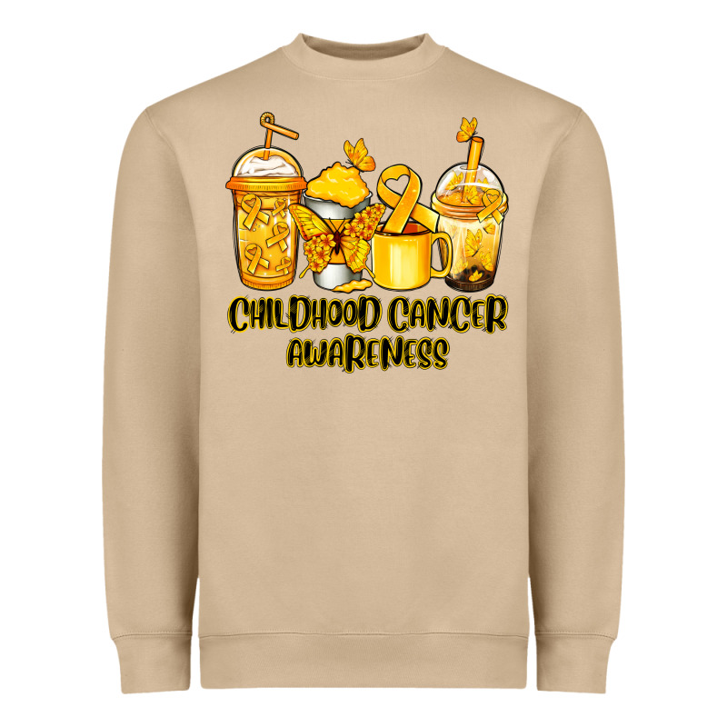Childhood Cancer Awareness Coffee Cups Heavyweight Sweatshirt by NancyCooperArtShop | Teevron