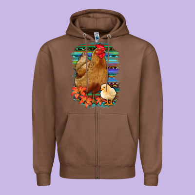 Chicken With Chick Zipper Hoodie Designed By Bettercallsaul
