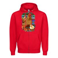Red Chicken with Chick Zipper Hoodie - Bettercallsaul