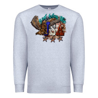 Heather Grey God bless the USA Eagle 4th of july Premium Sweatshirt - HowdyJamesFarm