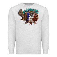 Oatmeal Heather God bless the USA Eagle 4th of july Premium Sweatshirt - HowdyJamesFarm