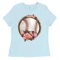 Baby Blue western baseball with roses Ladies Tee - HRA Design Shop