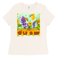 Bone honeydrip bee lavender daisy sunflower seamless pa Ladies Tee - FaDigitalArtStudio