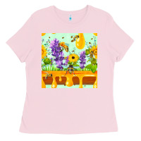 Bubblegum Pink honeydrip bee lavender daisy sunflower seamless pa Ladies Tee - FaDigitalArtStudio