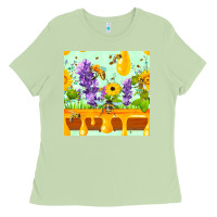 Matcha honeydrip bee lavender daisy sunflower seamless pa Ladies Tee - FaDigitalArtStudio