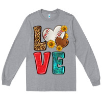 Heather Grey western love baseball Long Sleeve Tee - NancyCooperArtShop