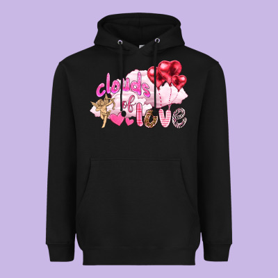 Clouds Of Love With Balloons Valentine's Day Heavyweight Hoodie Designed By Howdyjamesfarm