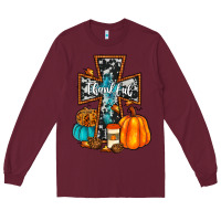 Burgundy thankful cross Long Sleeve Tee - JahusDesignShop