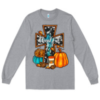 Heather Grey thankful cross Long Sleeve Tee - JahusDesignShop