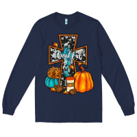 Navy thankful cross Long Sleeve Tee - JahusDesignShop