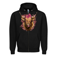 Black Highland cow Zipper Hoodie - Bettercallsaul