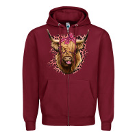 Burgundy Highland cow Zipper Hoodie - Bettercallsaul