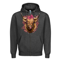 Charcoal Heather Highland cow Zipper Hoodie - Bettercallsaul